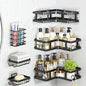 PHANCIR 5 PCS Corner Shower Caddy, No Drilling Stainless Steel Shower Storage Rack with Hooks & Toothpaste Holder for Bathroom, Black